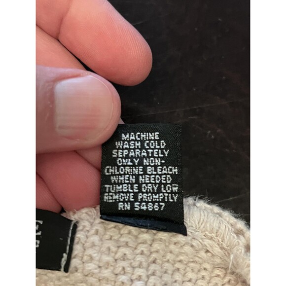 Vintage Structure Sweater Mens Large Cream Textured Crewneck Ramie Blend 90s - Picture 7 of 7